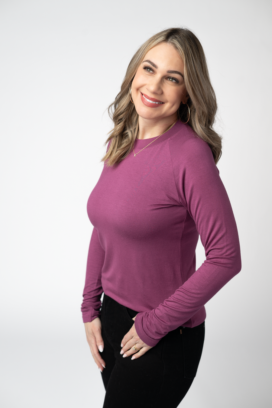WAREHOUSE ONLY Blair Long Sleeve Top - Mulberry