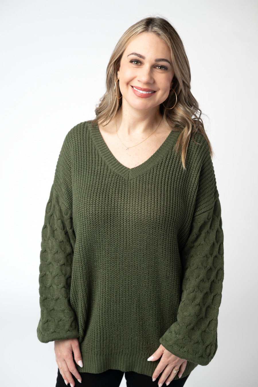 WAREHOUSE ONLY Talina Textured Sweater - Olive