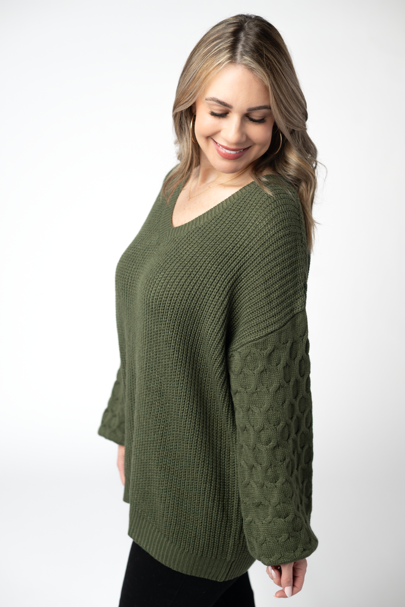 WAREHOUSE ONLY Talina Textured Sweater - Olive