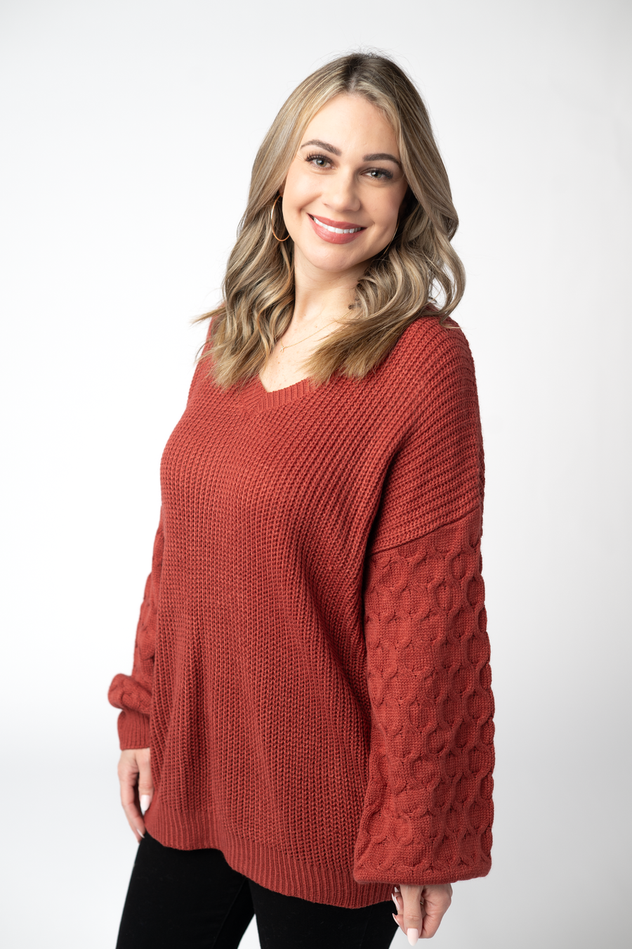 WAREHOUSE ONLY Talina Textured Sweater - Brick