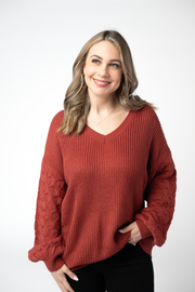 WAREHOUSE ONLY Talina Textured Sweater - Brick
