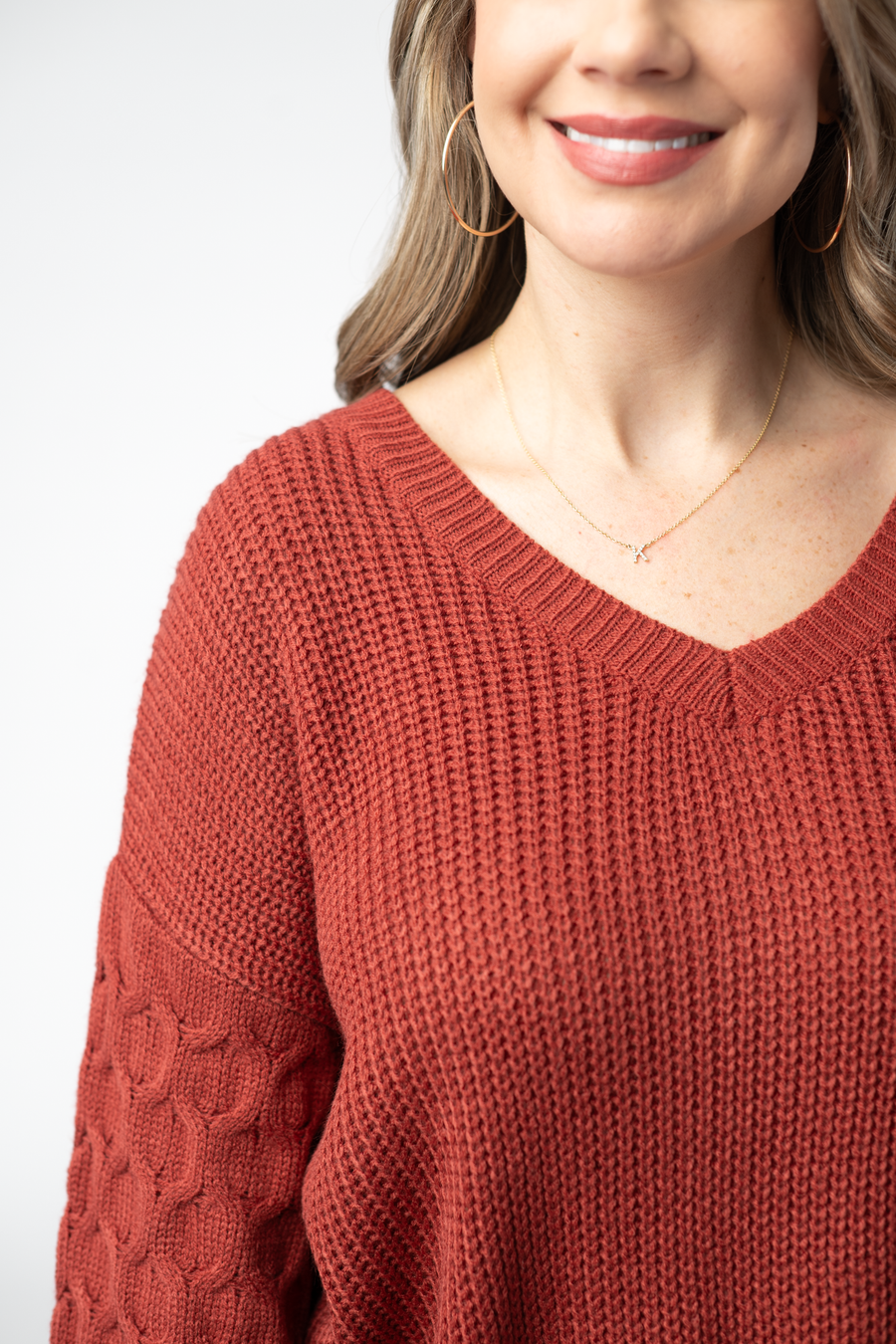 WAREHOUSE ONLY Talina Textured Sweater - Brick