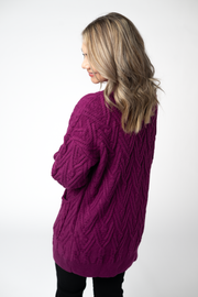 WAREHOUSE ONLY Brooks Button Sweater Cardigan - Magenta