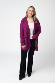 WAREHOUSE ONLY Brooks Button Sweater Cardigan - Magenta