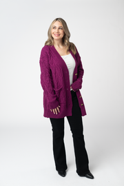WAREHOUSE ONLY Brooks Button Sweater Cardigan - Magenta