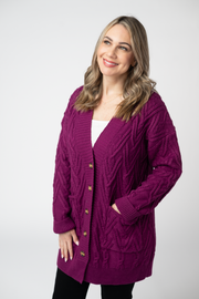 WAREHOUSE ONLY Brooks Button Sweater Cardigan - Magenta