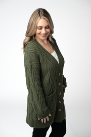 WAREHOUSE ONLY Brooks Button Sweater Cardigan - Olive