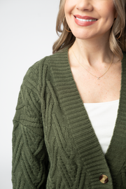 WAREHOUSE ONLY Brooks Button Sweater Cardigan - Olive