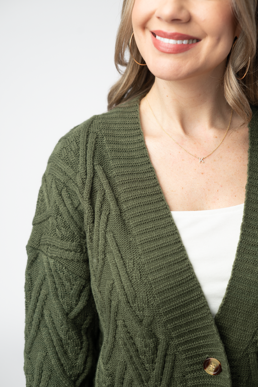 WAREHOUSE ONLY Brooks Button Sweater Cardigan - Olive