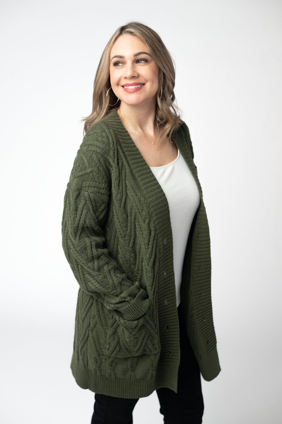 WAREHOUSE ONLY Brooks Button Sweater Cardigan - Olive