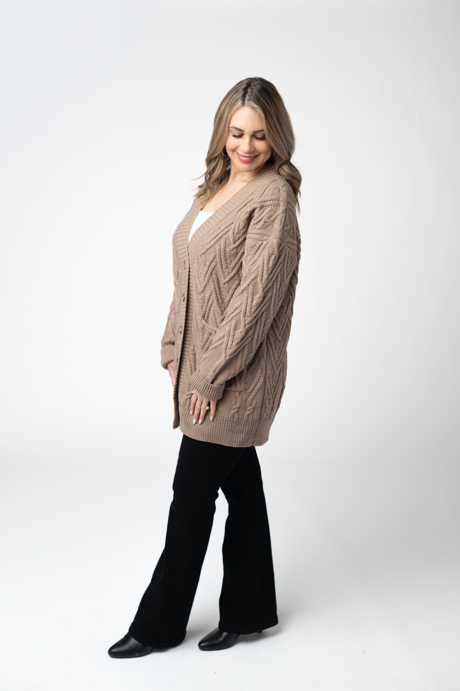 WAREHOUSE ONLY Brooks Button Sweater Cardigan - Mocha