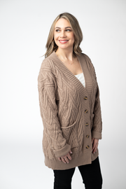 WAREHOUSE ONLY Brooks Button Sweater Cardigan - Mocha
