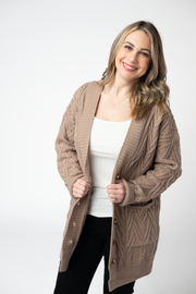WAREHOUSE ONLY Brooks Button Sweater Cardigan - Mocha