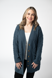 WAREHOUSE ONLY Brooks Button Sweater Cardigan - Navy