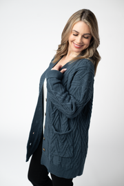 WAREHOUSE ONLY Brooks Button Sweater Cardigan - Navy
