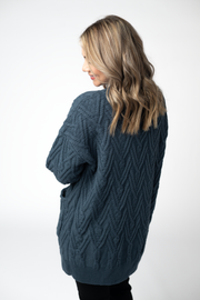 WAREHOUSE ONLY Brooks Button Sweater Cardigan - Navy