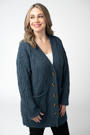 WAREHOUSE ONLY Brooks Button Sweater Cardigan - Navy