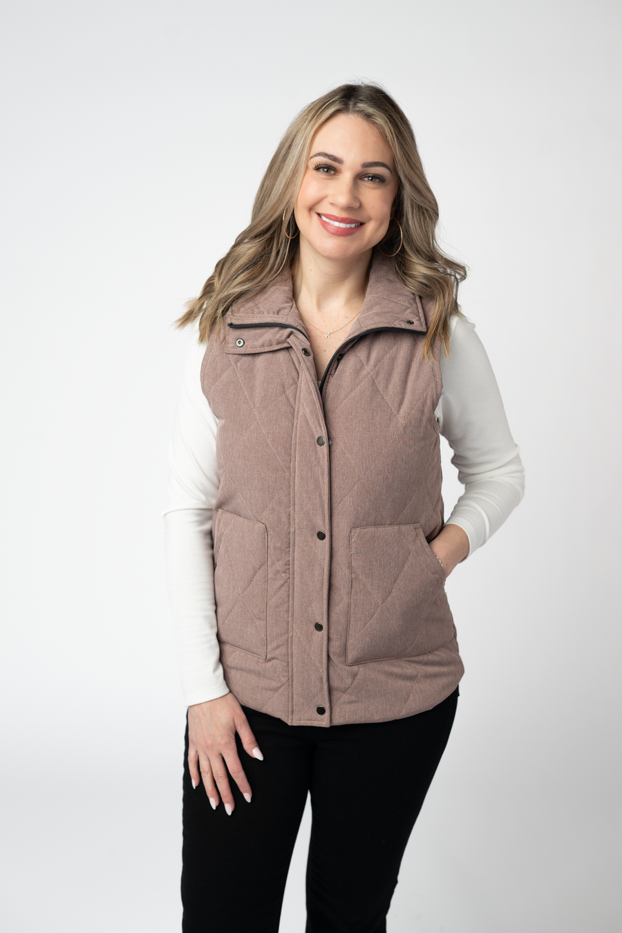 WAREHOUSE ONLY Remy Zip Up Vest - Chestnut
