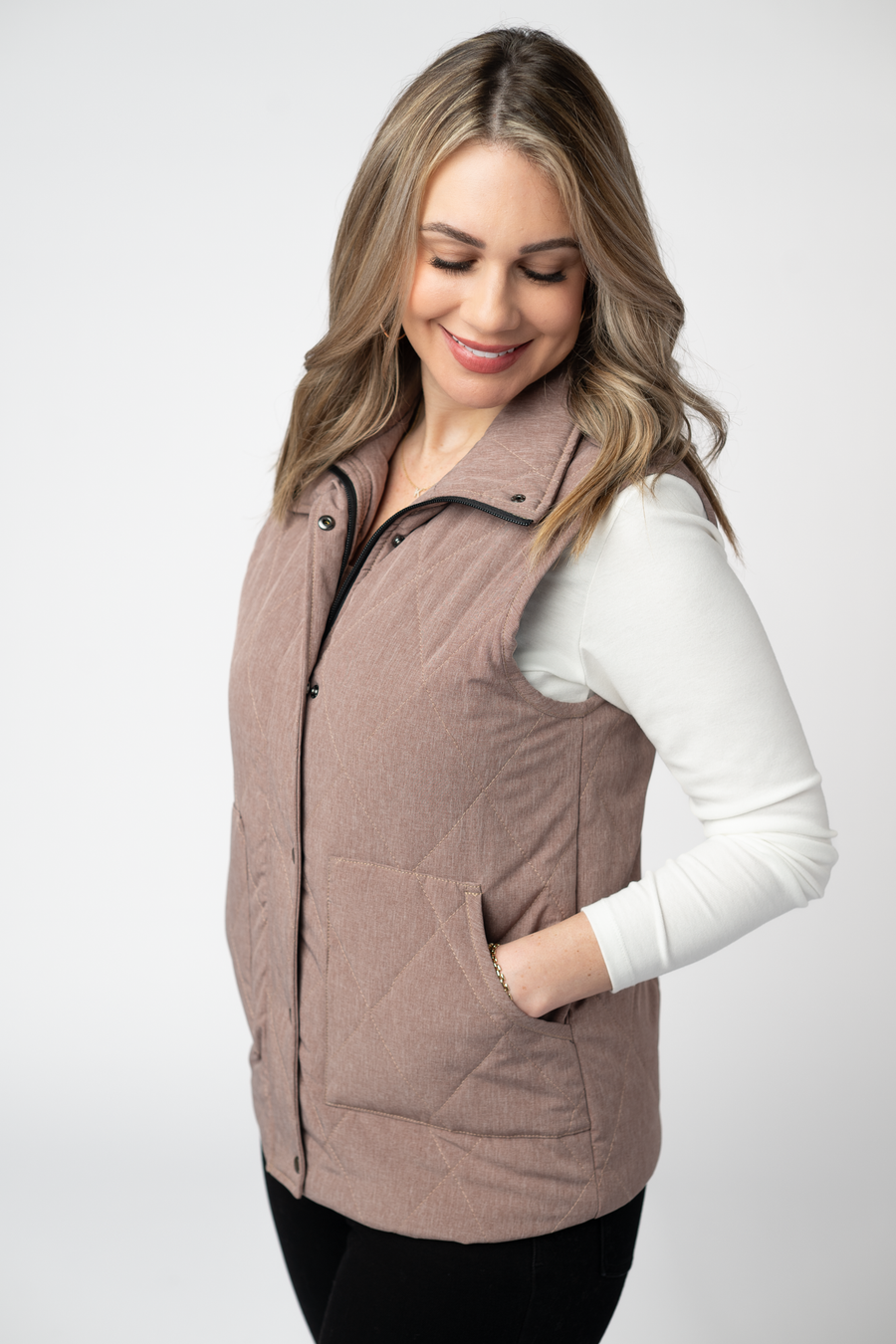 WAREHOUSE ONLY Remy Zip Up Vest - Chestnut