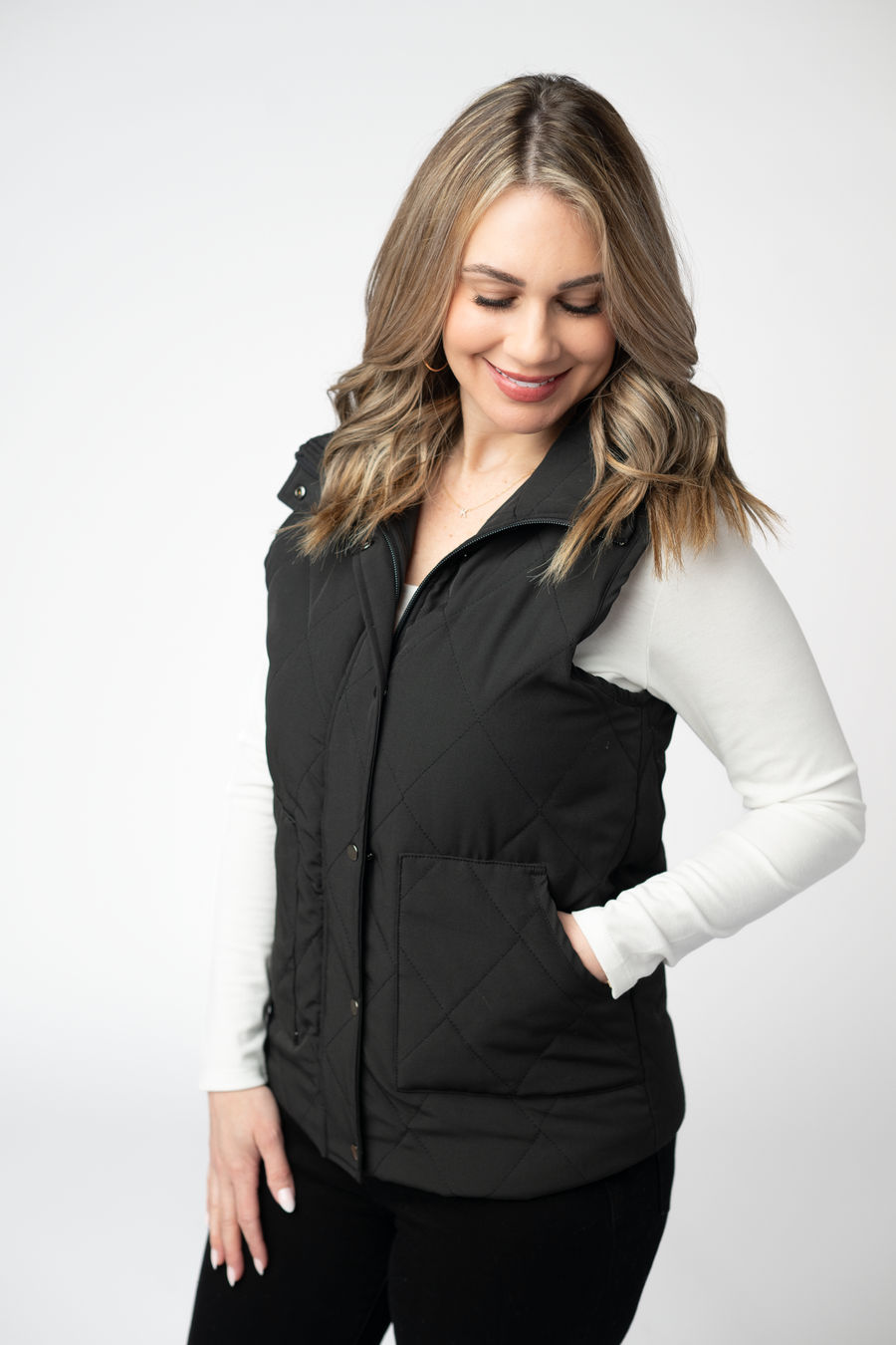 WAREHOUSE ONLY Remy Zip Up Vest - Black