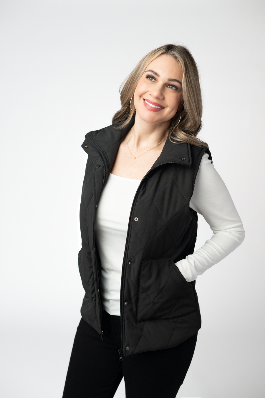 WAREHOUSE ONLY Remy Zip Up Vest - Black
