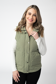 WAREHOUSE ONLY Remy Zip Up Vest - Dark Sage