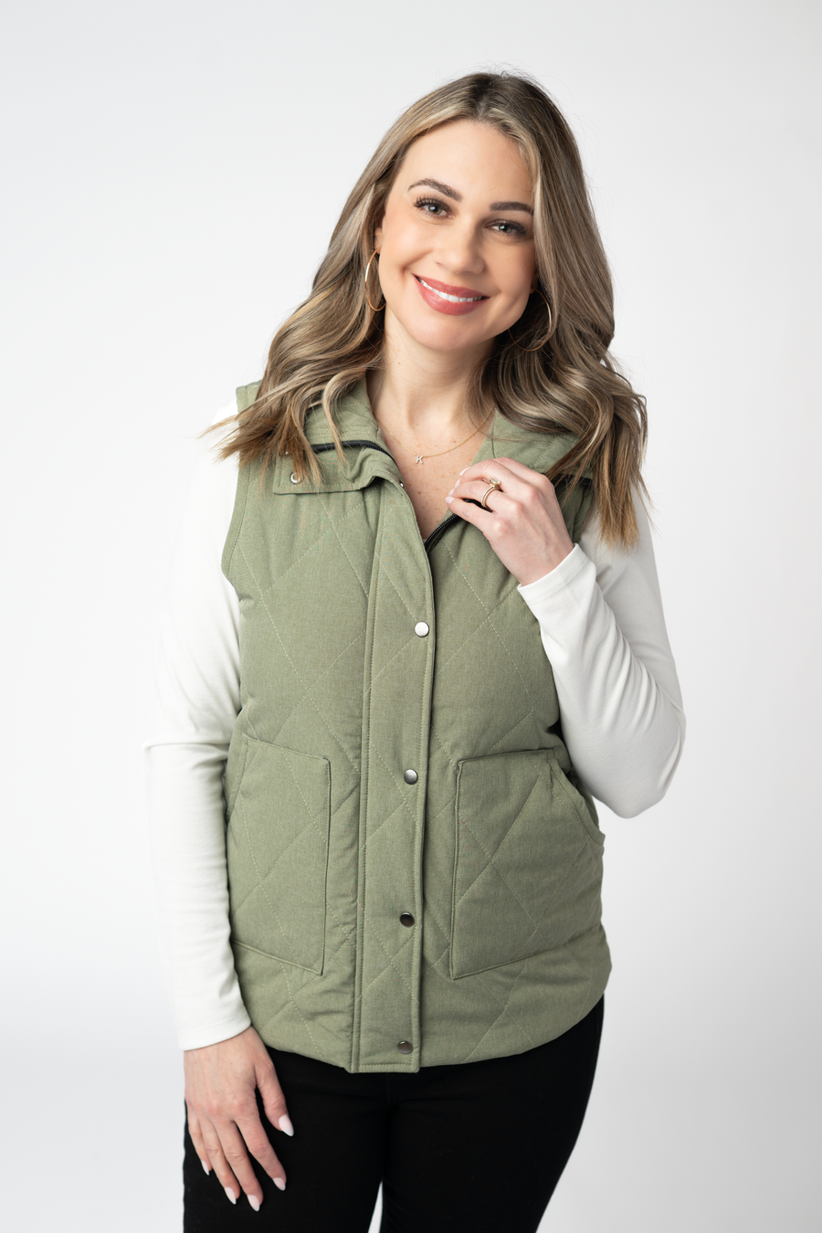 WAREHOUSE ONLY Remy Zip Up Vest - Dark Sage