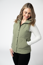 WAREHOUSE ONLY Remy Zip Up Vest - Dark Sage