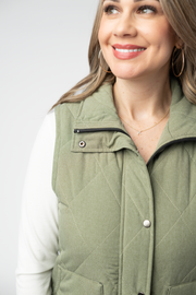 WAREHOUSE ONLY Remy Zip Up Vest - Dark Sage