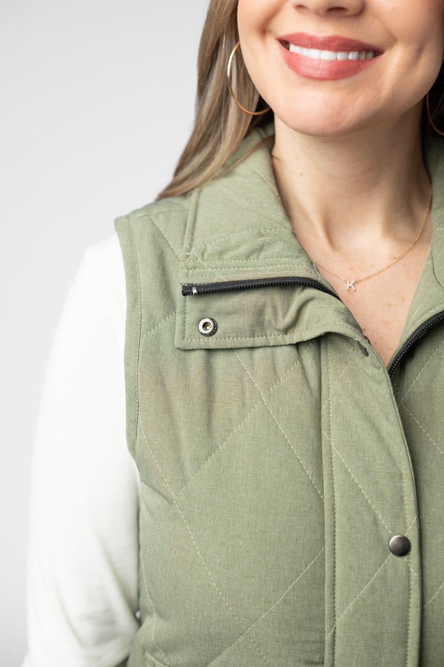 WAREHOUSE ONLY Remy Zip Up Vest - Dark Sage