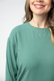 WAREHOUSE ONLY Corrine Ribbed Pullover Top - Fern