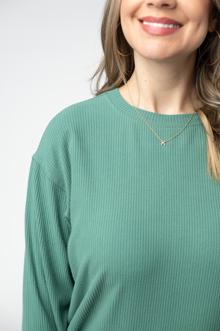 WAREHOUSE ONLY Corrine Ribbed Pullover Top - Fern