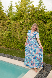 WAREHOUSE ONLY Millie Maxi Dress - Abstract Aqua Breeze FINAL SALE