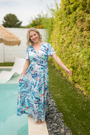 WAREHOUSE ONLY Millie Maxi Dress - Abstract Aqua Breeze FINAL SALE