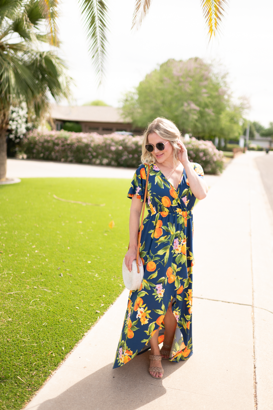 WAREHOUSE ONLY Harley High-Low Dress - Navy Citrus FINAL SALE