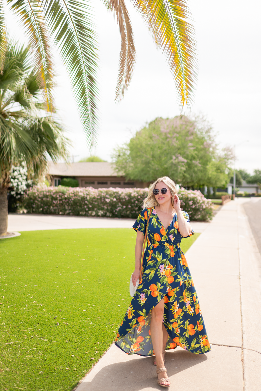 WAREHOUSE ONLY Harley High-Low Dress - Navy Citrus FINAL SALE