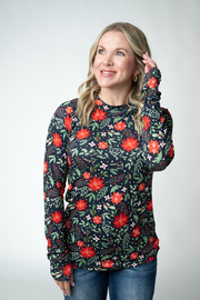 WAREHOUSE ONLY Blair Long Sleeve Top - Poinsettia Nights