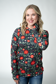 WAREHOUSE ONLY Blair Long Sleeve Top - Poinsettia Nights