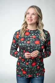 WAREHOUSE ONLY Blair Long Sleeve Top - Poinsettia Nights