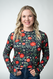 WAREHOUSE ONLY Blair Long Sleeve Top - Poinsettia Nights