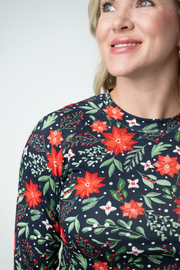 WAREHOUSE ONLY Blair Long Sleeve Top - Poinsettia Nights