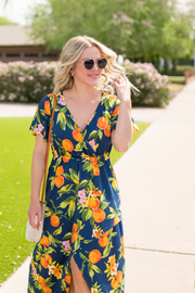 WAREHOUSE ONLY Harley High-Low Dress - Navy Citrus FINAL SALE