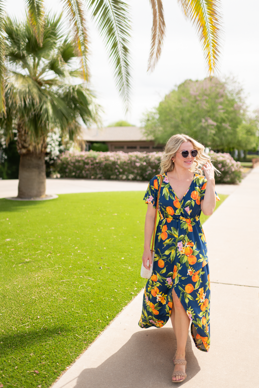 WAREHOUSE ONLY Harley High-Low Dress - Navy Citrus FINAL SALE