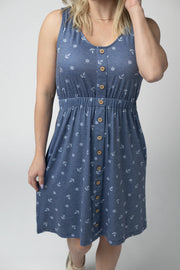 Beverly Button Dress - Nautical Navy