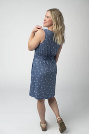 Beverly Button Dress - Nautical Navy
