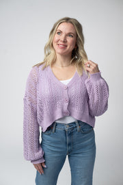 WAREHOUSE Callie Cropped Cardigan - Lavender