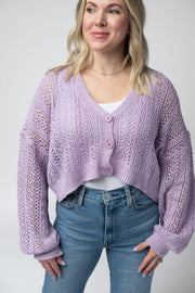 WAREHOUSE Callie Cropped Cardigan - Lavender