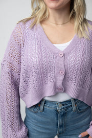 WAREHOUSE Callie Cropped Cardigan - Lavender