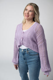 WAREHOUSE Callie Cropped Cardigan - Lavender
