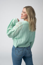WAREHOUSE Callie Cropped Cardigan - Mint